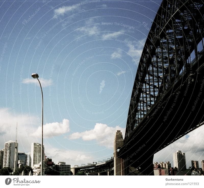 Big city light Lamp Street lighting Australia Harbour Bridge Clouds Sydney Skyline sidney