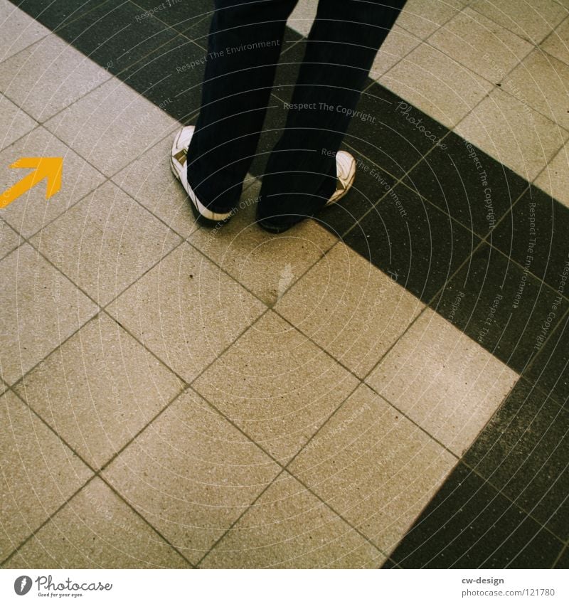 one step backward - two step forward Seam Pattern Stripe Linearity Flat Square Mathematics Dark Black White Footwear Pants Yellow Direction East Boredom Signage