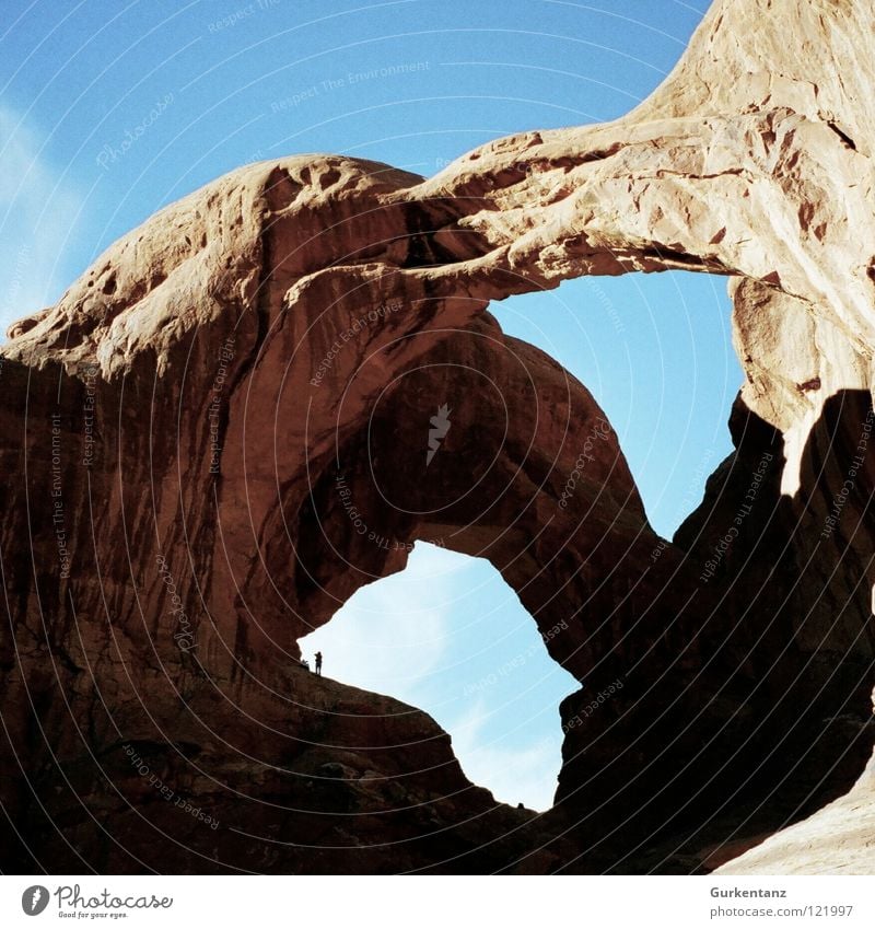 double-heart chamber Arches National Park Utah Americas North America Hole puncher Window USA Desert Stone Minerals Hollow