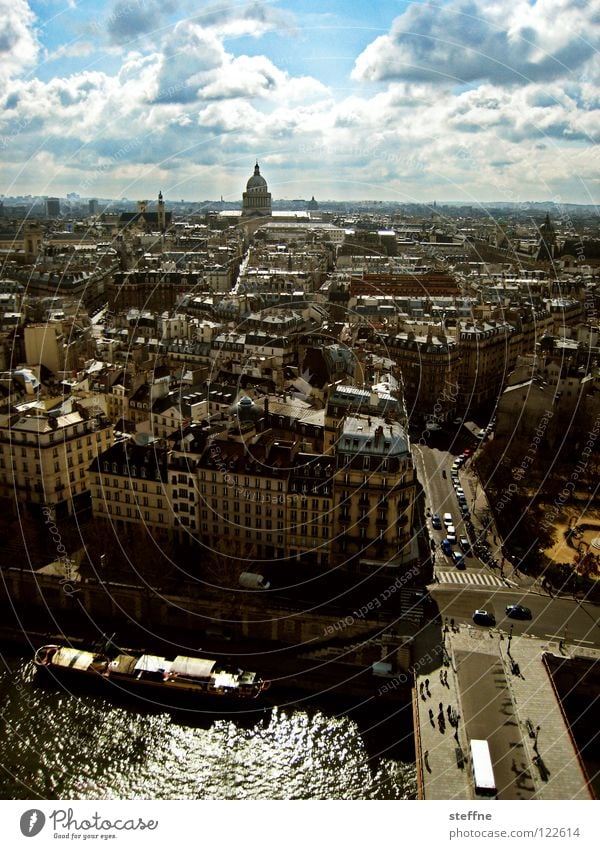 pantheon Paris France Town House (Residential Structure) Seine Summer Clouds Vacation & Travel Tourism Science & Research Fishing boat Watercraft