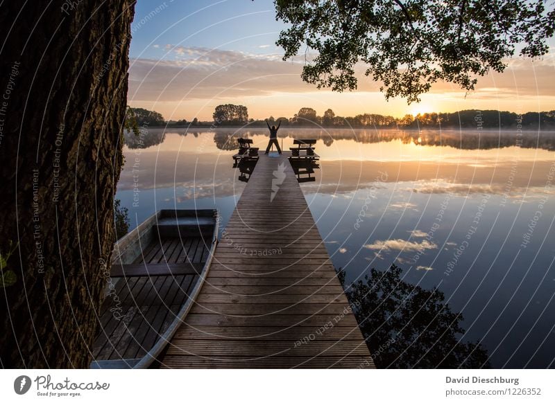 Yoga at the lake Wellness Senses Relaxation Calm Meditation Leisure and hobbies Vacation & Travel Far-off places Freedom Summer vacation Body 1 Human being