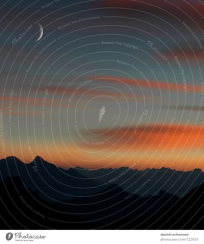 in the morning 4:30 in front of the hut Sunset Cirrus Climate change Switzerland Bernese Oberland Hiking Mountaineering Leisure and hobbies Endurance White