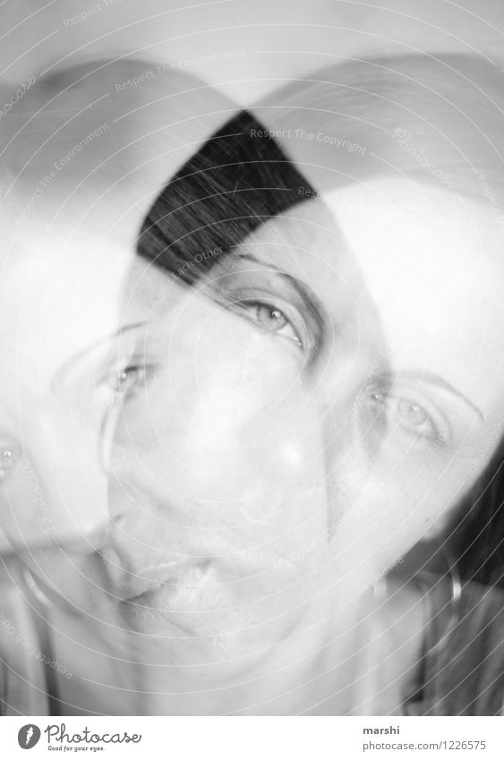 freakish Joy Human being Feminine Young woman Youth (Young adults) Woman Adults Head 2 30 - 45 years Artist Emotions Moody Erratic Double exposure Intensive