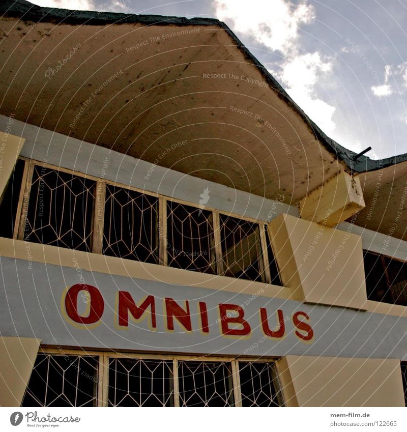 omnibus Bus terminal Cuba Multicoloured Typography Tourist Vacation & Travel Letters (alphabet) Characters Station Train station Control desk pointed roof Blue