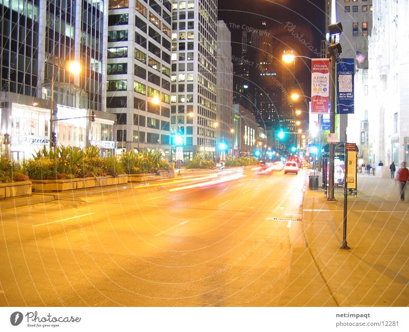 Chicago at night Night Traffic light Urban canyon Long exposure North America Street Lighting USA