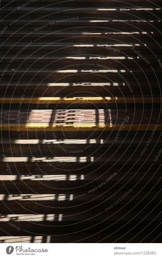 signpost Stairs Handrail Silhouette Pattern Visual spectacle shadow patterns In transit Creepy Yellow Black Curiosity Bizarre Design Discover Inspiration