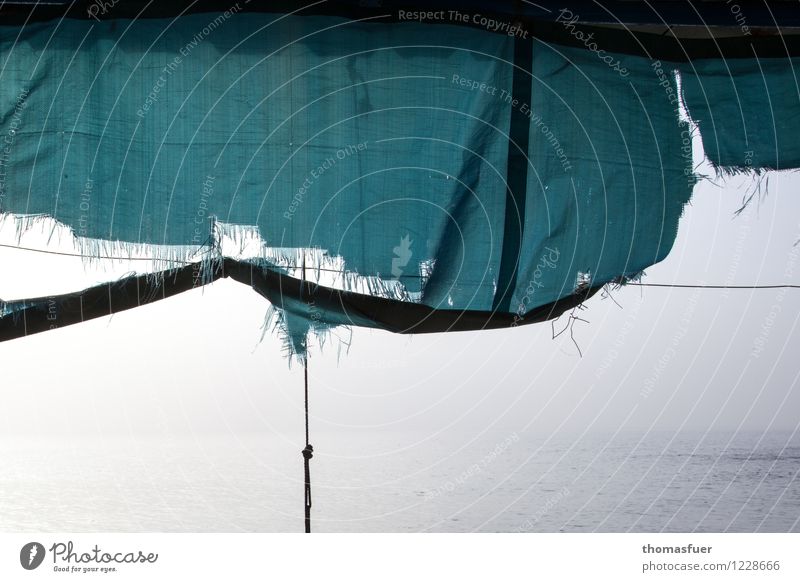 beach cafe Ocean Nature Landscape Air Water Sky Horizon Bad weather Waves Coast Sun blind Broken Maritime Senior citizen Design Decline Transience Lose