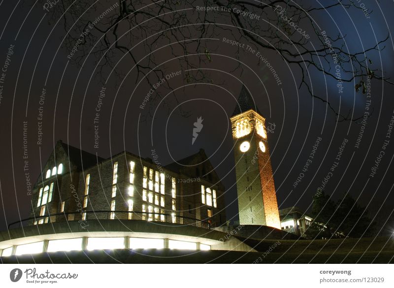 Cornell Night New York USA Education Ithaca Cornell Tower night Winter Night Uris Library Olin Library big red study