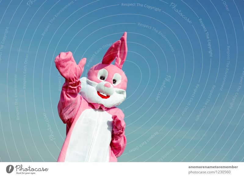 Hello! Art Work of art Esthetic Welcome Wave Friendliness Fond of children Playing Pink Hare & Rabbit & Bunny Hare ears Hare hunting Buck teeth Costume