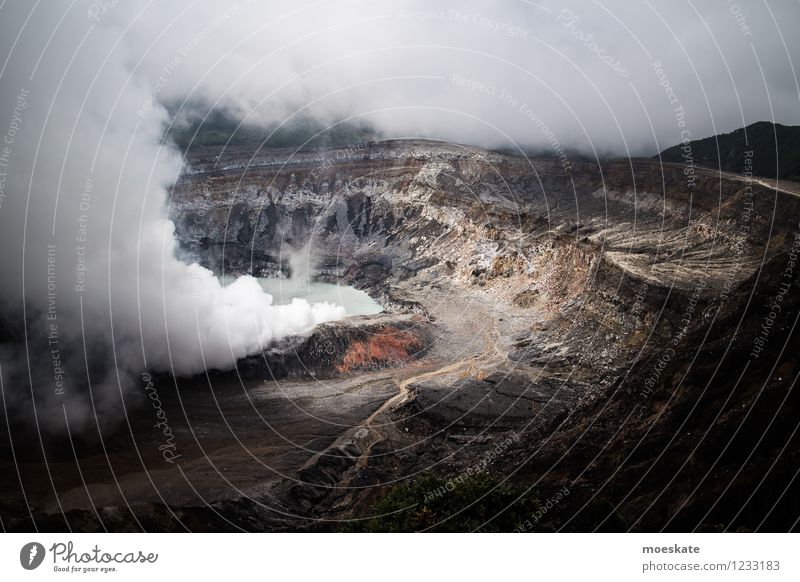 Volcan Poas Costa Rica Environment Elements Clouds Volcano Dark Vacation & Travel Volcano Poas Lagoon Geyser Geyser bassin National Park Colour photo