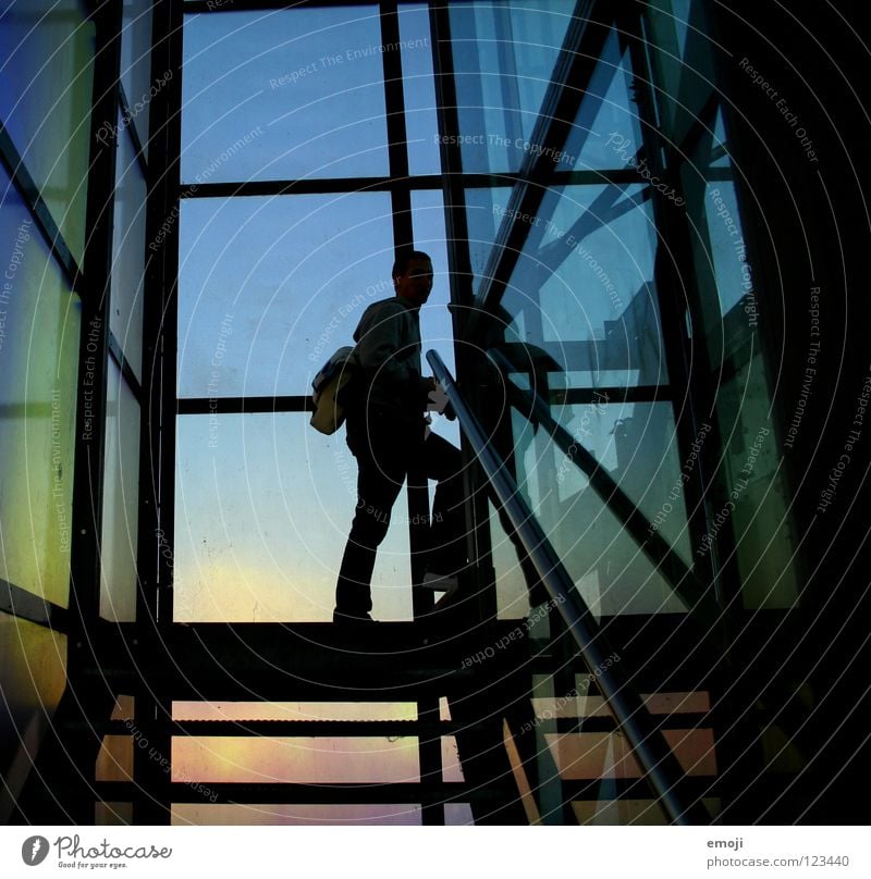 coloured. Multicoloured Man Human being Silhouette Staircase (Hallway) Mirror Art Culture Iconic Building Lucerne Spectral Good mood Positive Geometry Graphic