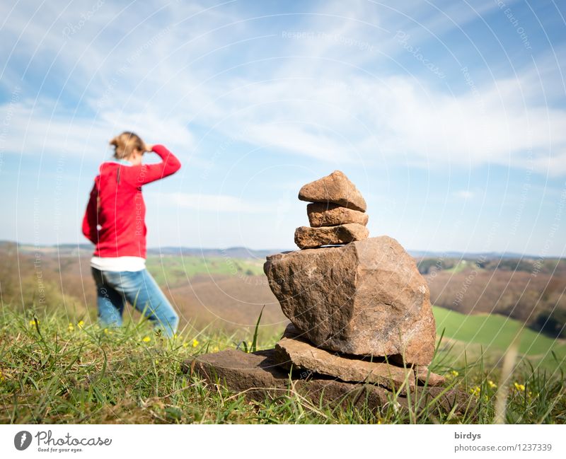 Hiking in the Ländle Calm Vacation & Travel Trip Summer vacation Young woman Youth (Young adults) 1 Human being 30 - 45 years Adults 45 - 60 years Landscape Sky