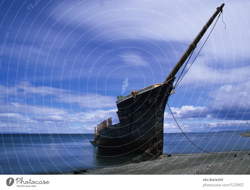 Wreck 1 Watercraft South America Chile Punta Arenas Ocean Transience Time Rust Old