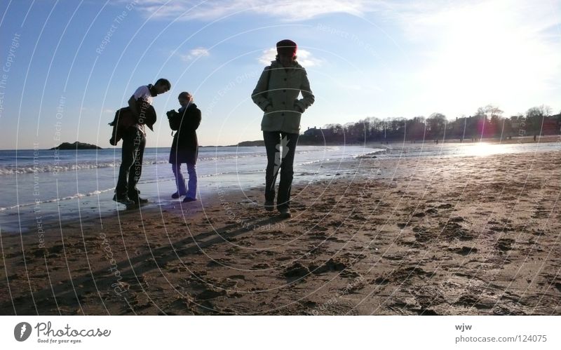 Rehi at Shortbeach Cold Flashy Light Long Leisure and hobbies Saturday Beach Clean Lake Waves Ocean Atlantic Ocean Winter Flexible Back-light Sunset