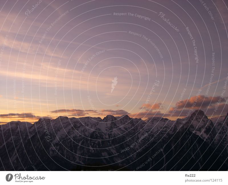 Alps Federal State of Upper Austria Moody Sunset Chalk alps Clouds Panorama (View) Tideway Winter Mountain Snow Traunviertel death at the rear mountains Hump