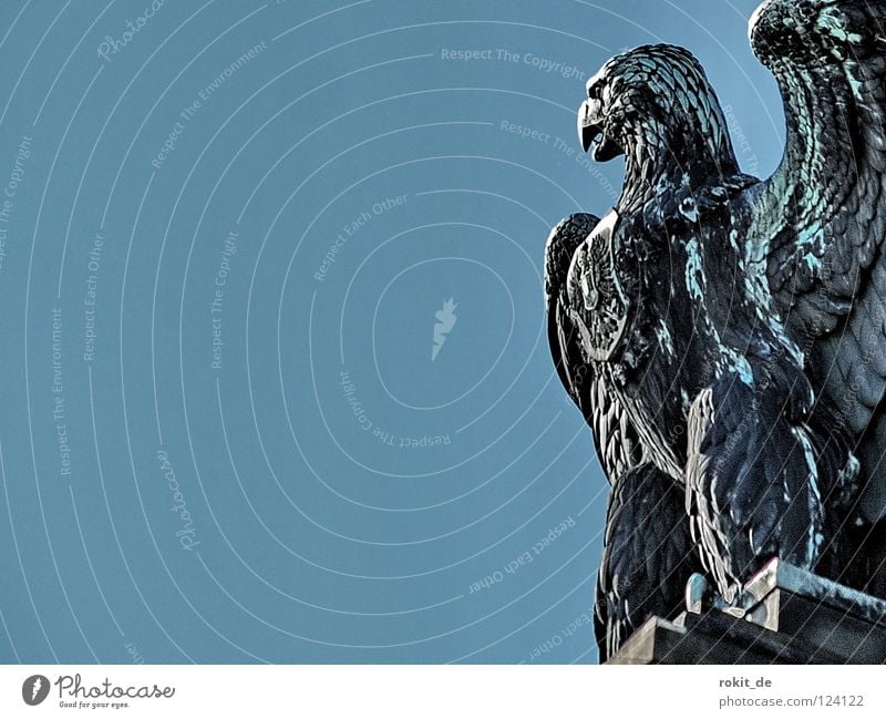 Vulture's wall Fat Watchfulness Rüdesheim Germania Rheingau Statue Trumpet War Brass band music Loud Tin Bronze Bust Sculpture Monument God of war Cup (trophy)