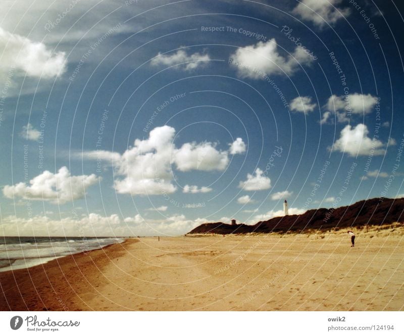 Blåvands Fyr Horizon Coast Beach Vantage point Ocean Jutland To go for a walk Relaxation Breathe Leisure and hobbies Air Altocumulus floccus Clouds Summer