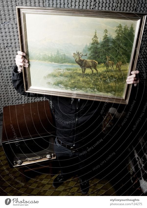 ick's gonna be a deer. Eggs cardboard TV set Deer Green Hand Decoration Image Frame Hide To hold on Old