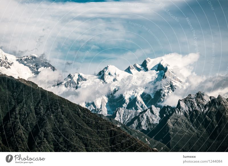 mount cook Nature Landscape Sky Clouds Rock Mountain southern alps Mount Cook Peak Glacier Island New Zealand Blue Gray Colour photo Exterior shot