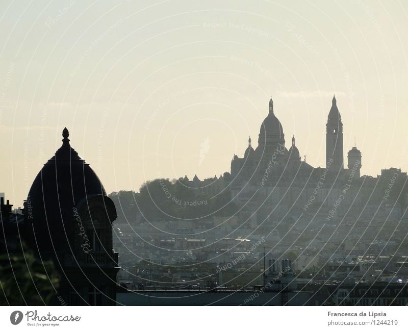 Silhouette of the Sacré Coeur City trip Architecture Cloudless sky Horizon Paris France Europe Capital city Downtown Deserted Church Manmade structures Building