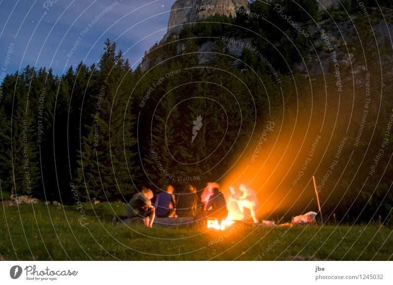 Barbecue with friends Barbecue (event) Well-being Contentment Leisure and hobbies Camping Summer Mountain polterabend Human being Friendship