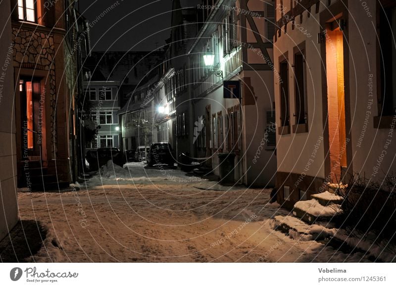 Winter evening in Groß-Umstadt Village Small Town Old town Deserted House (Residential Structure) Building Architecture Wall (barrier) Wall (building) Stairs