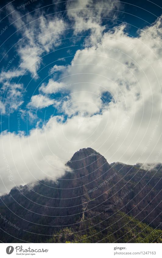 Let's go to new destinations! Environment Nature Landscape Air Sky Clouds Spring Beautiful weather Mountain Pico Bejenado Peak Dark Sharp-edged Large Tall Blue