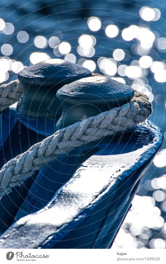 Ship's bow in backlight with water reflections Vacation & Travel Ocean Rope Water Harbour Navigation Cruise Passenger ship Cruise liner Fishing boat Bright