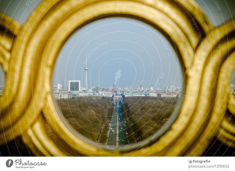 Berlin through a Pinhole Town Capital city Park Landmark Love Life Ausblick Fernsehturm Victory column TV-Tower Aussicht Street Tiergarten Colour photo