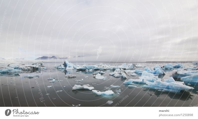 glacier lagoon Nature Landscape Sky Clouds Winter Climate Climate change Weather Coast Lakeside Ocean Moody Far-off places Travel photography Iceland Glacier