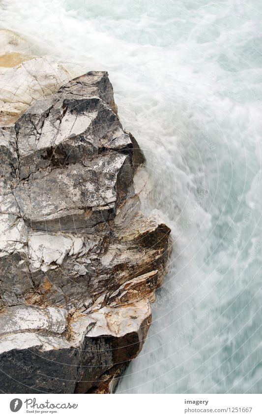 silver rocks Nature Elements Water Rock River Waterfall Stone Esthetic Firm Fluid Silver Turquoise Power Beautiful Subdued colour Exterior shot Close-up