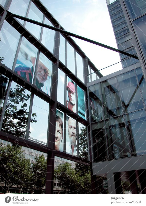 The Financial institution High-rise Sky Steel Facade Architecture Duesseldorf Glass Human being Men Front side