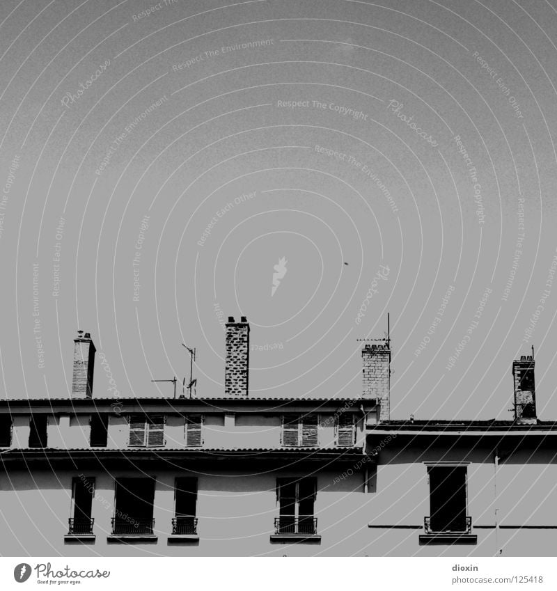 Les Toits De Lyon #1 Black White Gray Roof Window Shutter Attic story Antenna France House (Residential Structure) Town house (City: Block of flats)