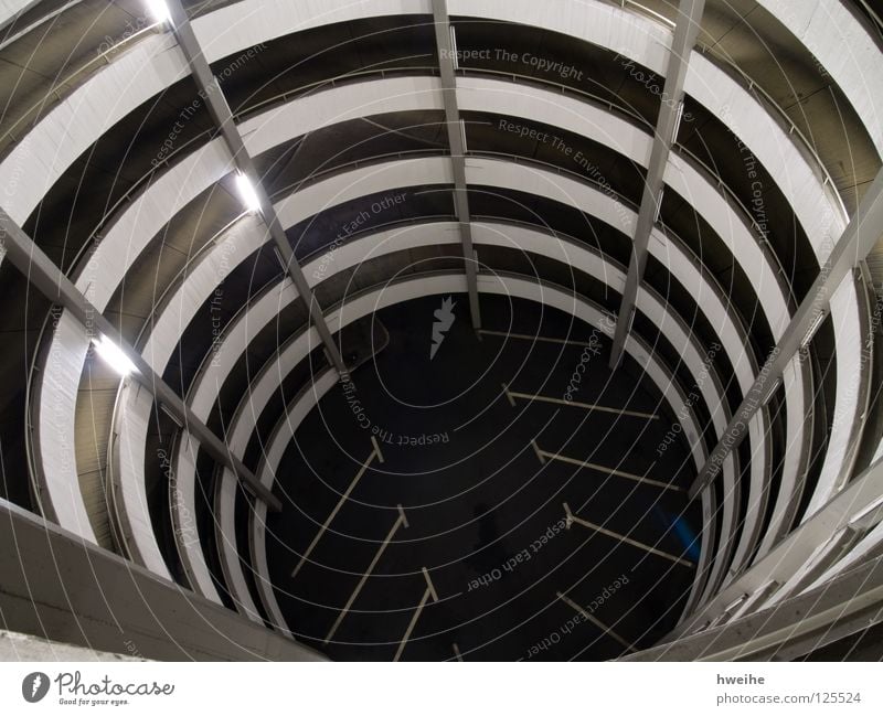 acrophobia Parking garage Ramp Night shot Transport Building Town Parking lot Spiral Detour Jump Sudden fall Architecture Dangerous Grief Distress