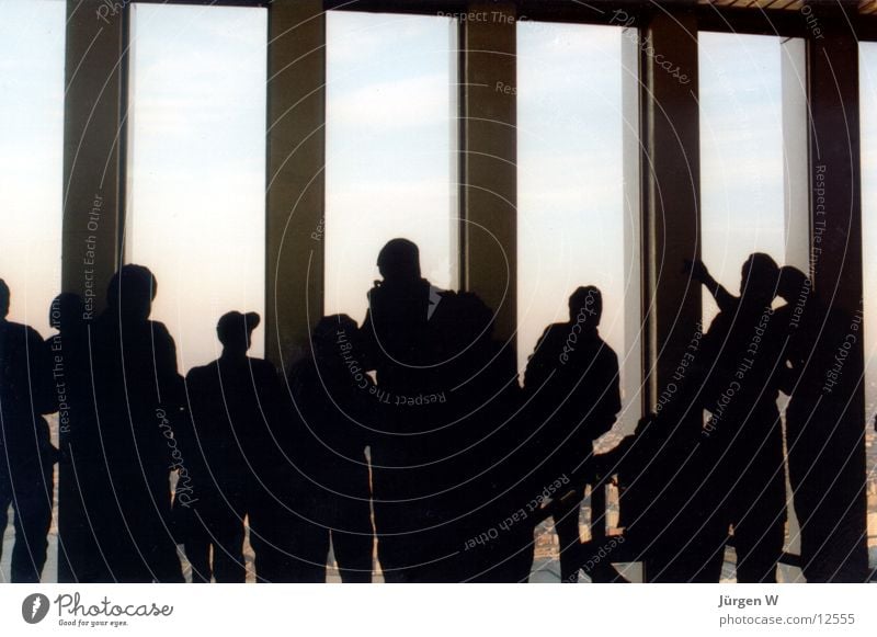 Comrades in the WTC New York City World Trade Center Window High-rise Human being Tourism Tourist Sightseeing Silhouette Rear view Group