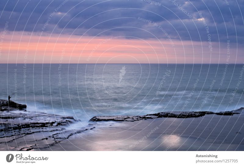 Night at the Atlantic Ocean Environment Nature Landscape Sky Clouds Night sky Horizon Summer Weather Beautiful weather Rock Waves Coast Rabat Morocco Stone