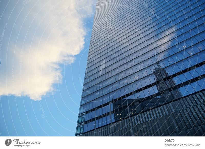 reflections City trip Economy Construction site Business Advancement Future Clouds Beautiful weather New York City Manhattan Downtown High-rise Architecture