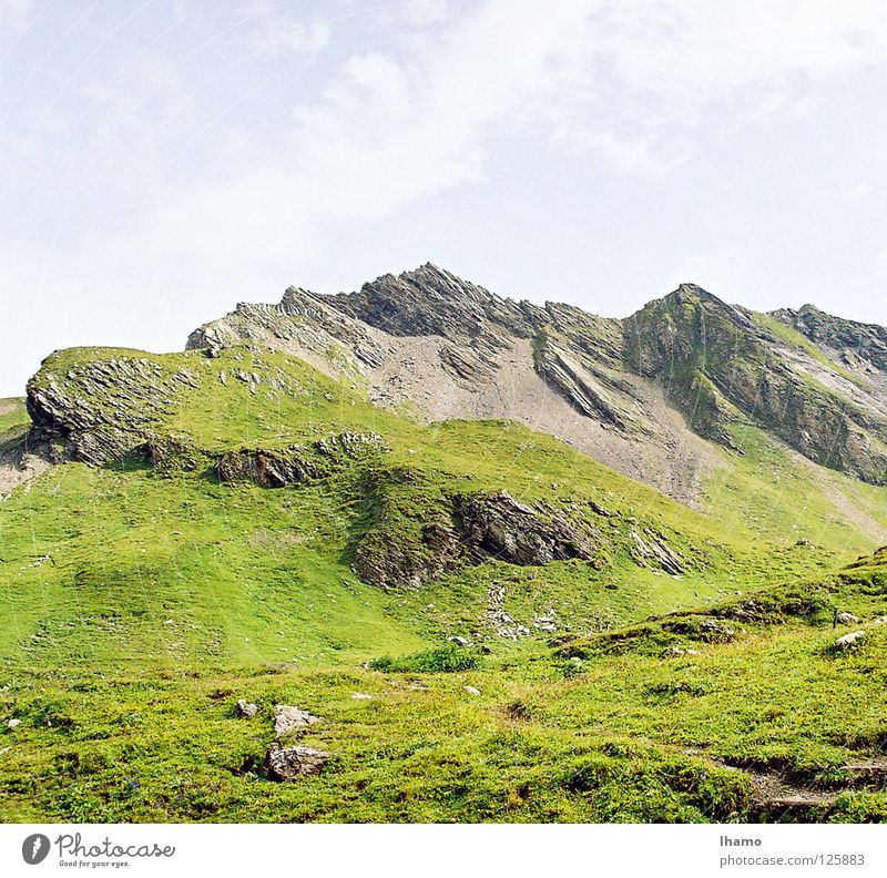 There's more green. Meadow Summer Lake Green Bernese Oberland Grindelwald Switzerland Mountain Alpine pasture alp cheese mountain hut Blue Tall Hail Tilt