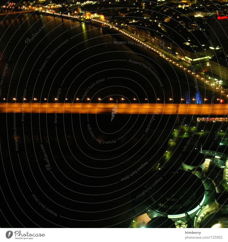 panama bay Town Lifestyle Night life Transmit Transmitting station Long exposure Exposure City life High-rise Bridge Modern Panorama (View) Duesseldorf Evening