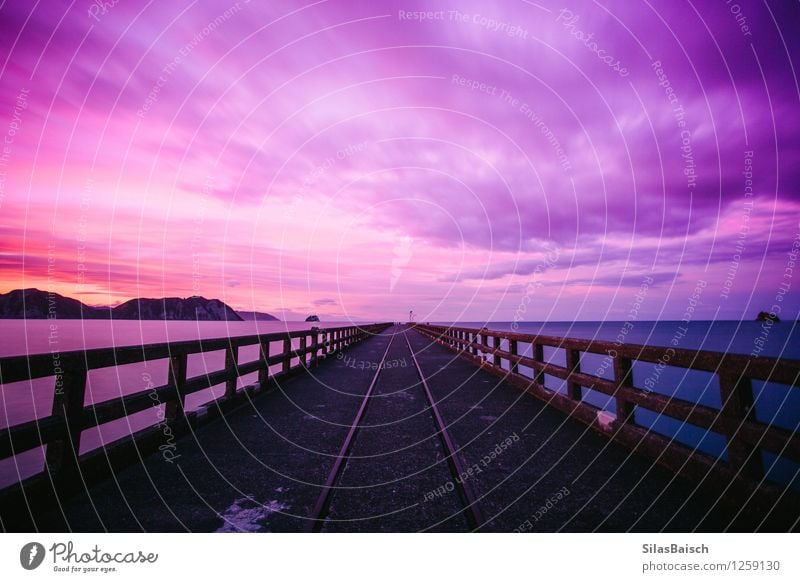 Epic Sunset Nature Landscape Sky Clouds Sunrise Sunlight Summer Beautiful weather Coast Breathe Discover Adventure Art New Zealand Bridge pier Ocean