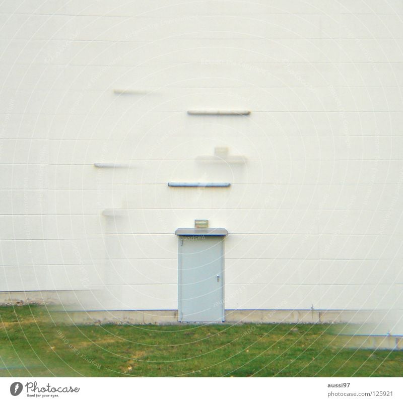 Lost door House (Residential Structure) Barricaded Industrial zone Green Factory hall Workshop Closed Entrance Urinate Prism Industry Lomography house wall