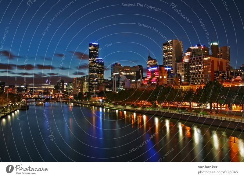 Melbourne Night Australia Night shot Romance Dusk Town Skyline Paradise River River bank City light Water reflection High-rise Night sky