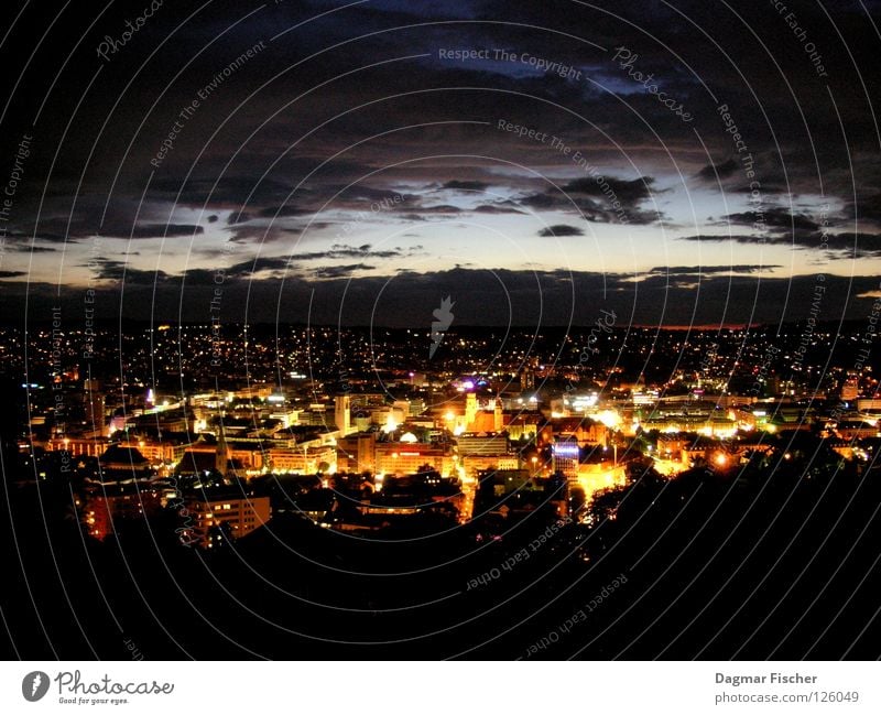 Stuttgart at night Evening Night Light Long exposure Bird's-eye view Panorama (View) Calm Tourism Far-off places Freedom Mountain House (Residential Structure)