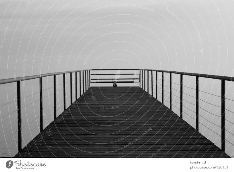 jetty at the lake Lake Switzerland Footbridge Sunset Exterior shot Bridge Neuburger neuchâtel lac Suisse Black & white photo Architecture