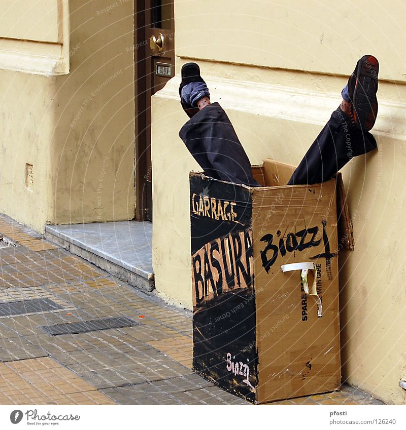 Basura Trash Trash container Refuse disposal Footwear Tub Recycling Roadside Wall (building) Buenos Aires Transience Frightening Surprise Joke Irony Humor Art