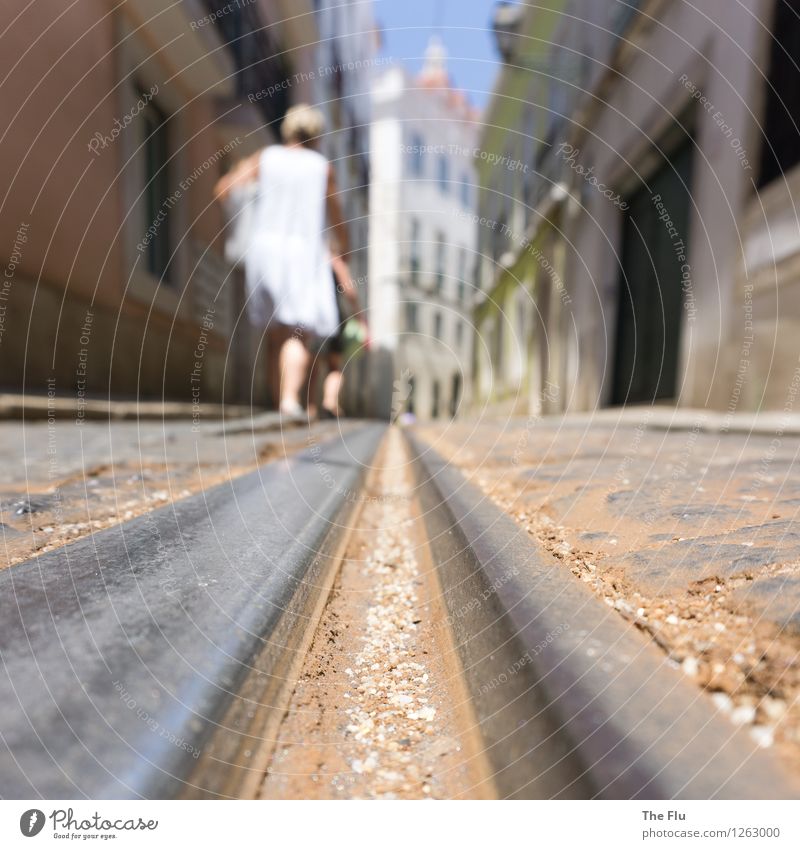 Along the railway line Sightseeing City trip Summer Summer vacation Human being Feminine 1 Alfama Lisbon Portugal Europe Capital city Downtown Old town