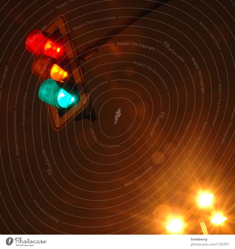 ampel coalition Traffic light Light Long exposure Exposure Transport Night Road traffic Stop Stand Traverse Street lighting Traffic infrastructure Safety