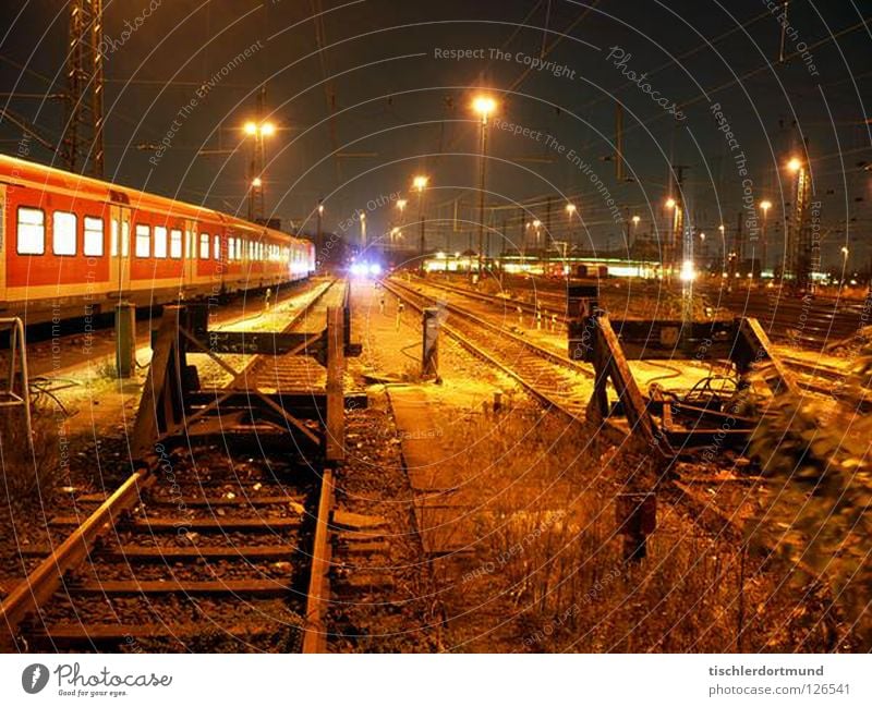 Dortmund Yard Railroad Street sign Graffiti yard train night Train station