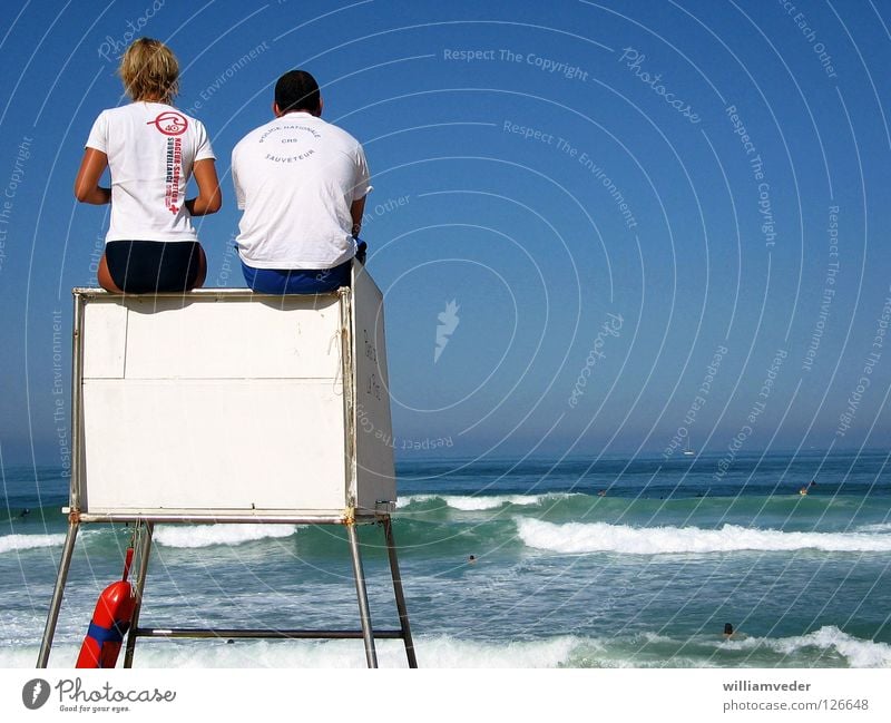 lifeguards Pool attendant Ocean Beach Summer Vacation & Travel Atlantic Ocean France bathing supervision