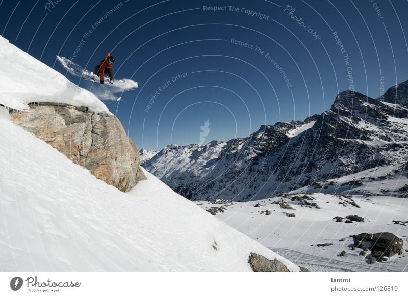 Will goes over the Rock Peak Glacier Background picture Jump Ledge Endurance White Switzerland Silvaplana Ski tour Snowboard Tracks Deep snow Hiking